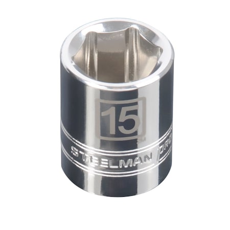 Steelman 3/8-Inch Drive x 15mm Shallow 6-Point Socket 78198
